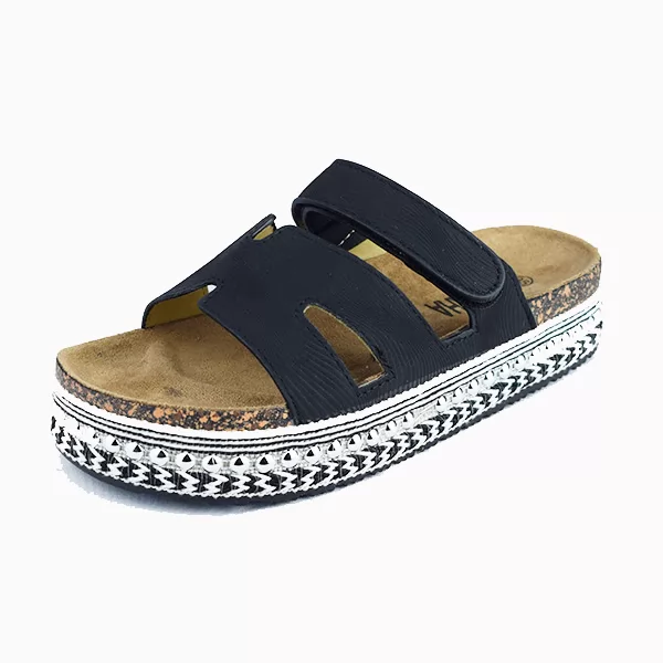 Sandales pour femme compense OC01 noir..... sandale médicale femme confortable Maroc